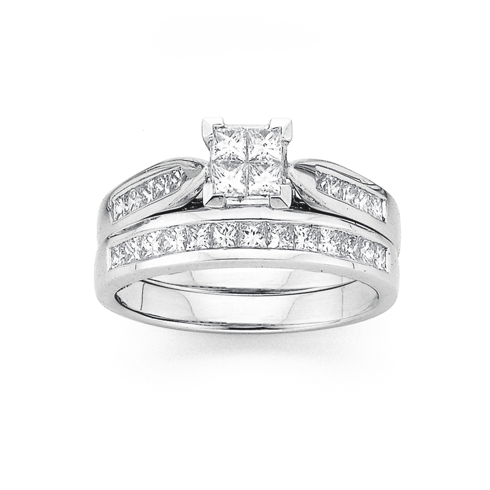 white gold diamond wedding set