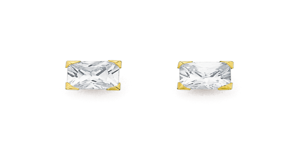 9ct 5mm Cubic Zirconia Square Studs in White | Prouds