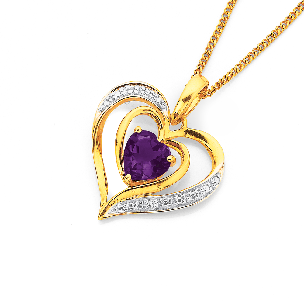 Purple diamond store heart necklace