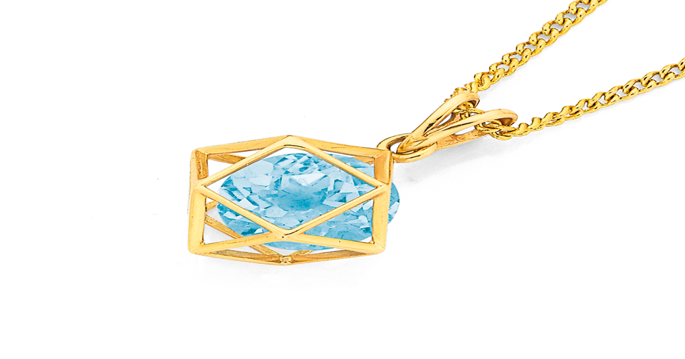 9ct Blue Topaz Prism Pendant in Blue | Prouds