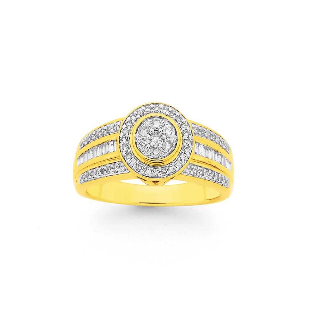 bezel set diamond cluster ring