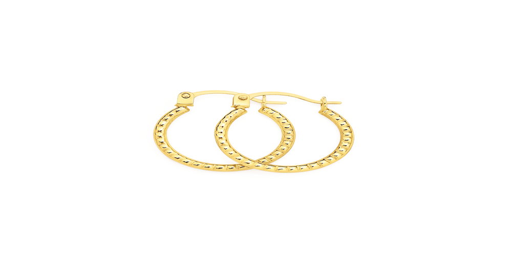 9ct Gold 10mm Beaded Hoop Earrings | Prouds