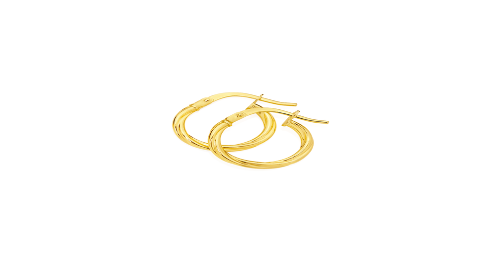 9ct Gold 10mm Twist Hoop Earrings Prouds 8314