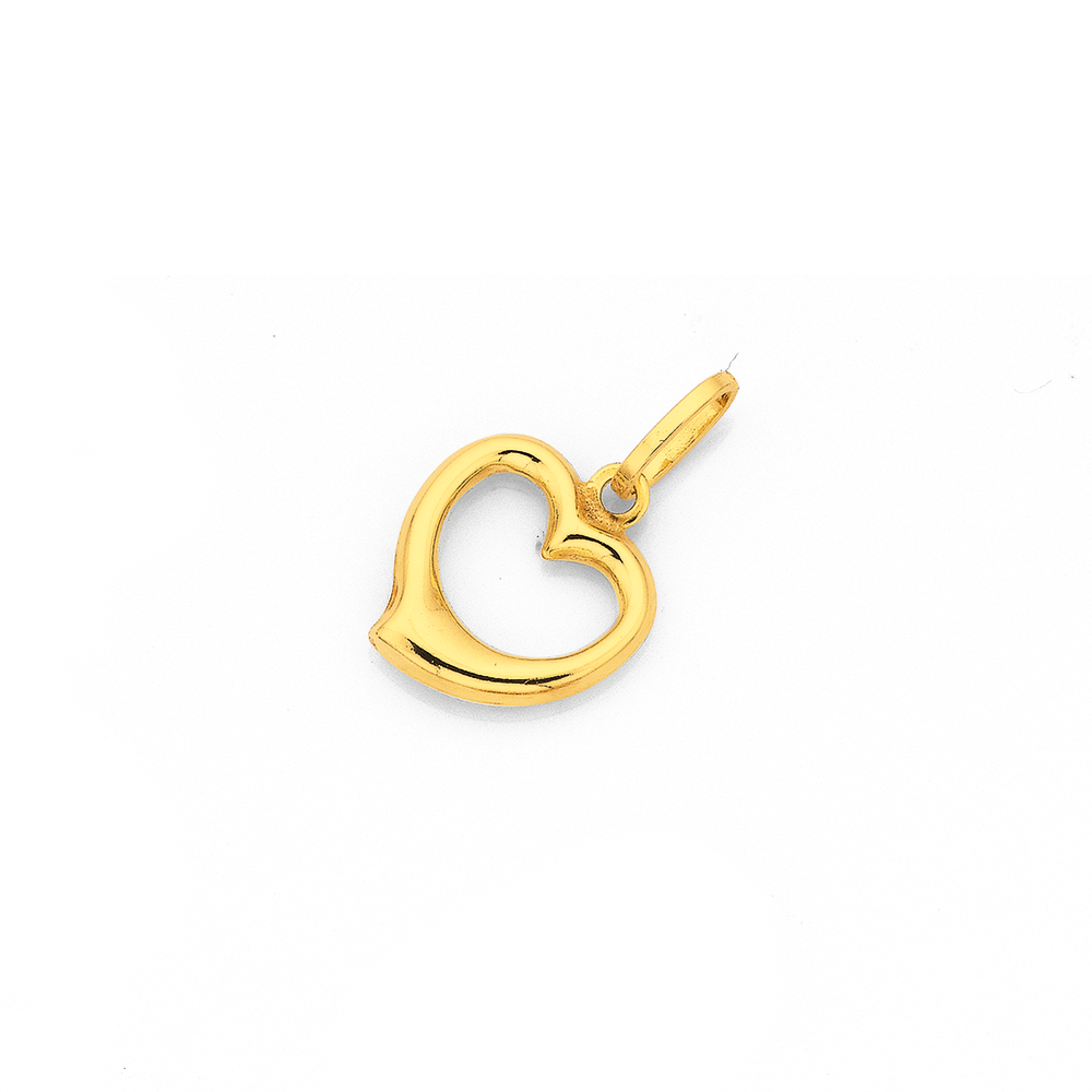 9ct Gold 12mm Open Heart Pendant | Pendants | Prouds The Jewellers