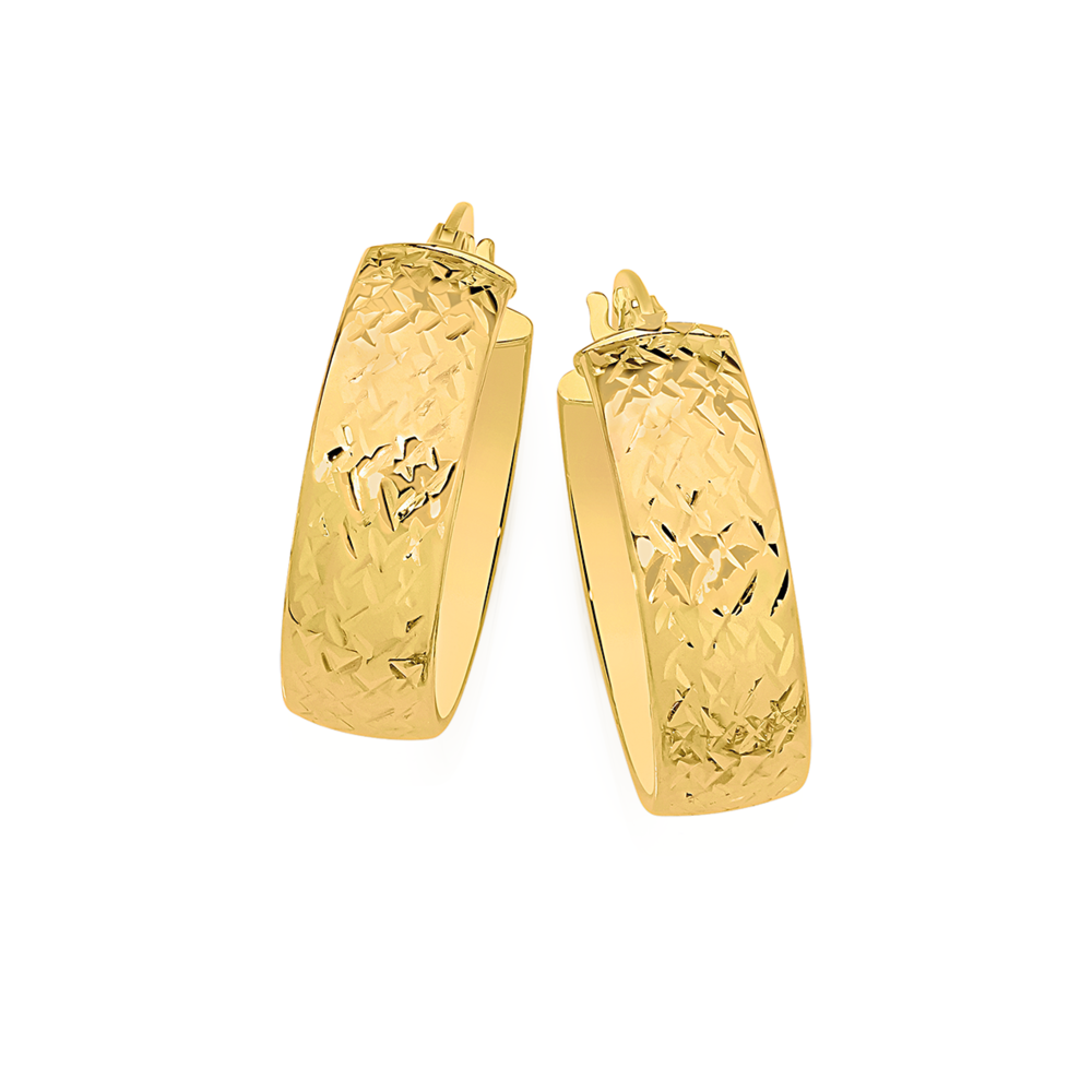 9ct gold sleepers with 2024 a diamond cut patterning in 10mm, mens earrings , mens hoop earrings