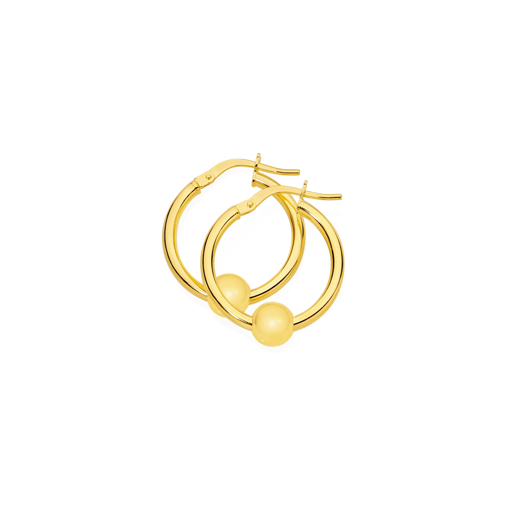 Gold Ball Hoop Earrings | SJE310268GLD-3 – Glik's