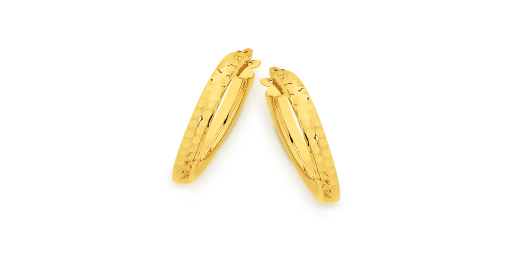 9ct Gold 20mm Diamond Cut Hoop Earrings | Prouds