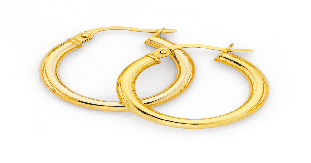 9ct Gold 2.5x15mm Polished Hoop Earrings | Prouds