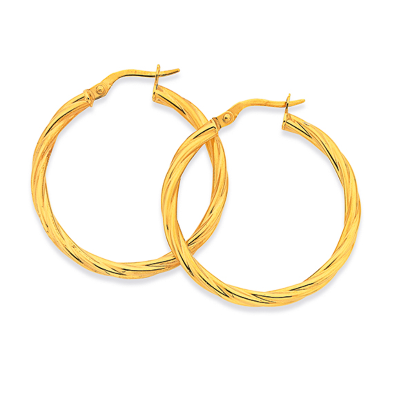 9ct Gold 2.5x20mm Twist Hoop Earrings | Earrings | Prouds The Jewellers