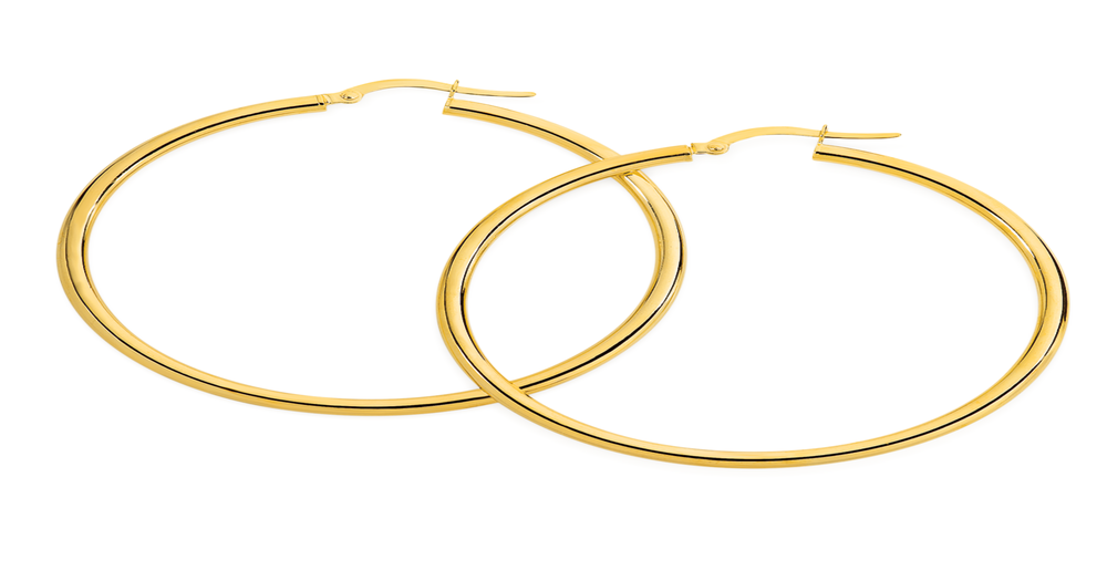 9ct Gold 2.5x40mm Polished Hoop Earrings | Prouds