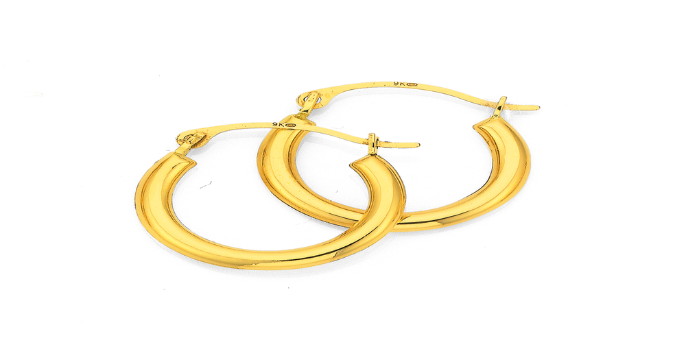 9ct Gold 2x12mm Polished Hoop Earrings | Prouds