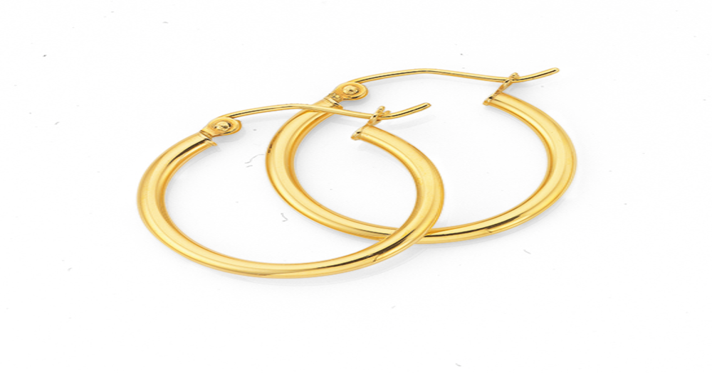 9ct Gold 2x15mm Polished Hoop Earrings | Prouds