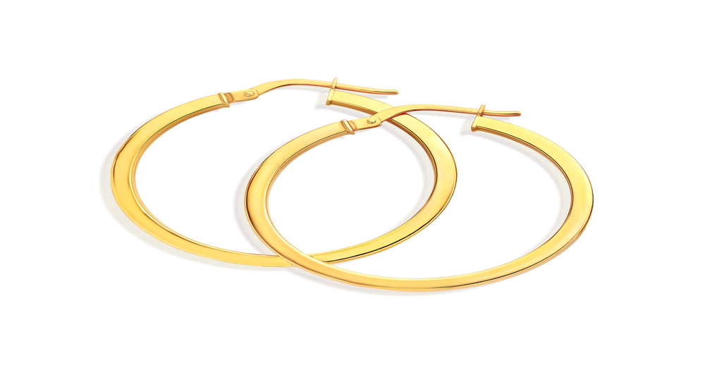 9ct Gold 2x25mm Square Tube Hoop Earrings | Prouds