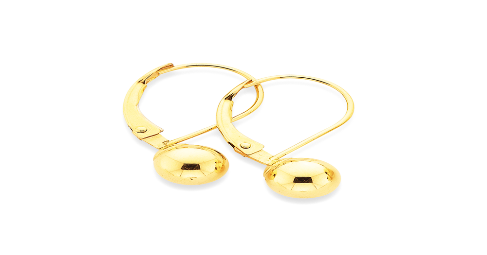 9ct Gold 6mm Euroball Earrings | Prouds