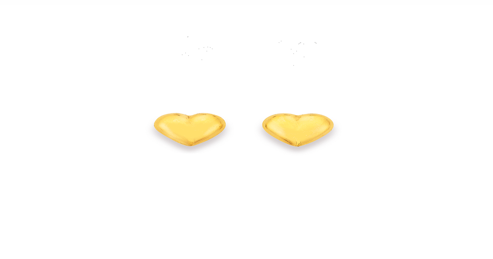 9ct Gold 6mm Puff Heart Stud Earrings | Prouds