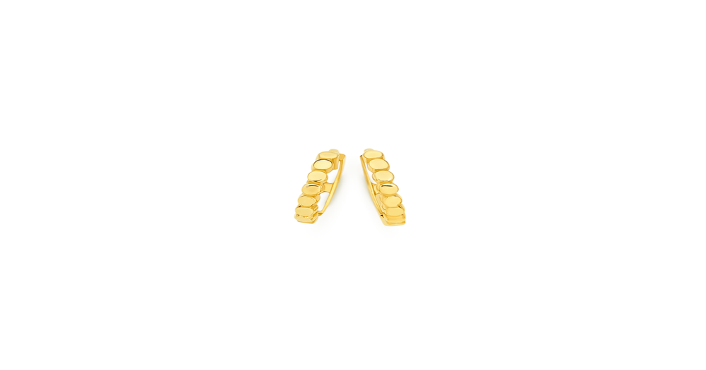 9ct Gold 8mm Dotted Front Huggie Earrings | Prouds