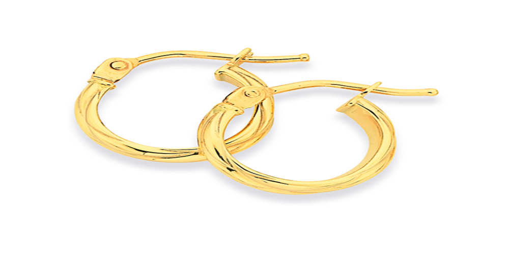 9ct Gold 8mm Half Round Twist Hoop Earrings Prouds 4354