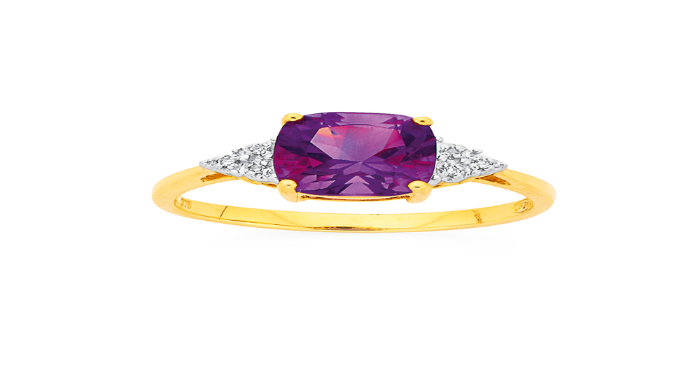 9ct Gold Amethyst & Diamond Dress Ring in Purple | Prouds