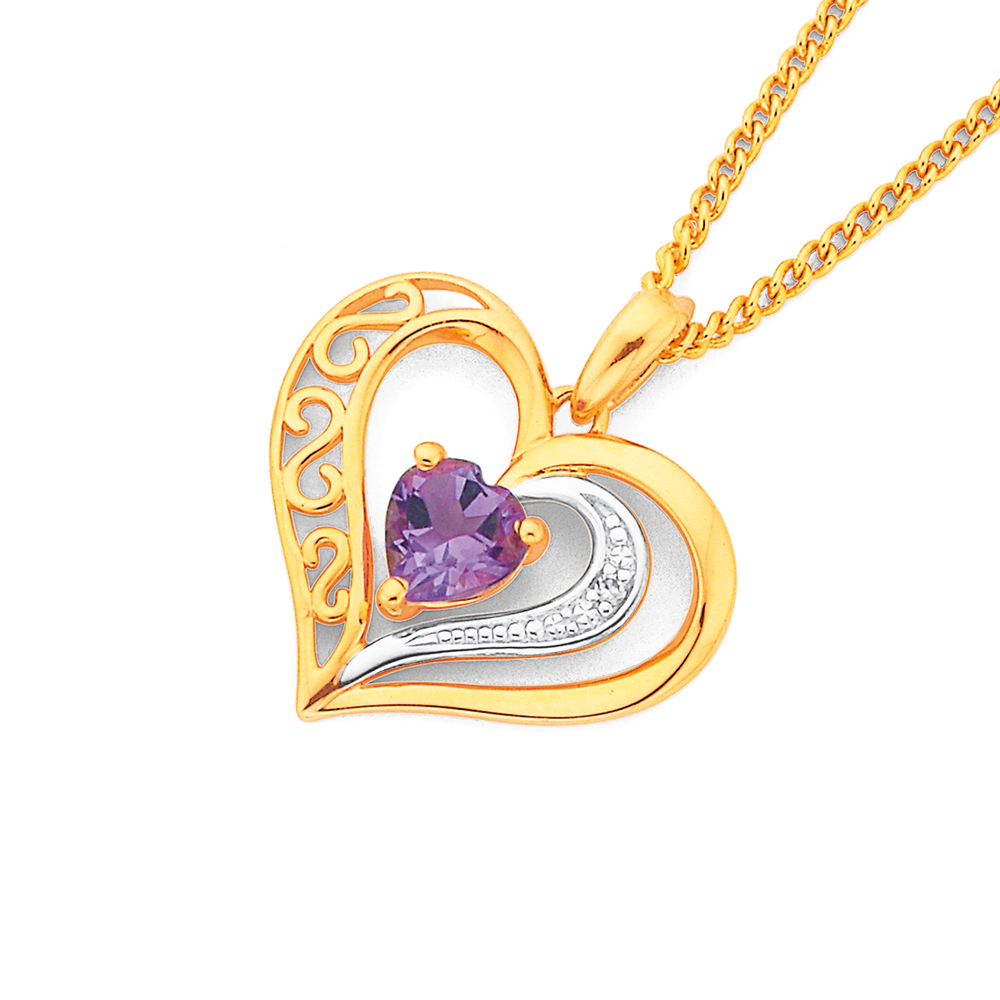 amethyst heart locket