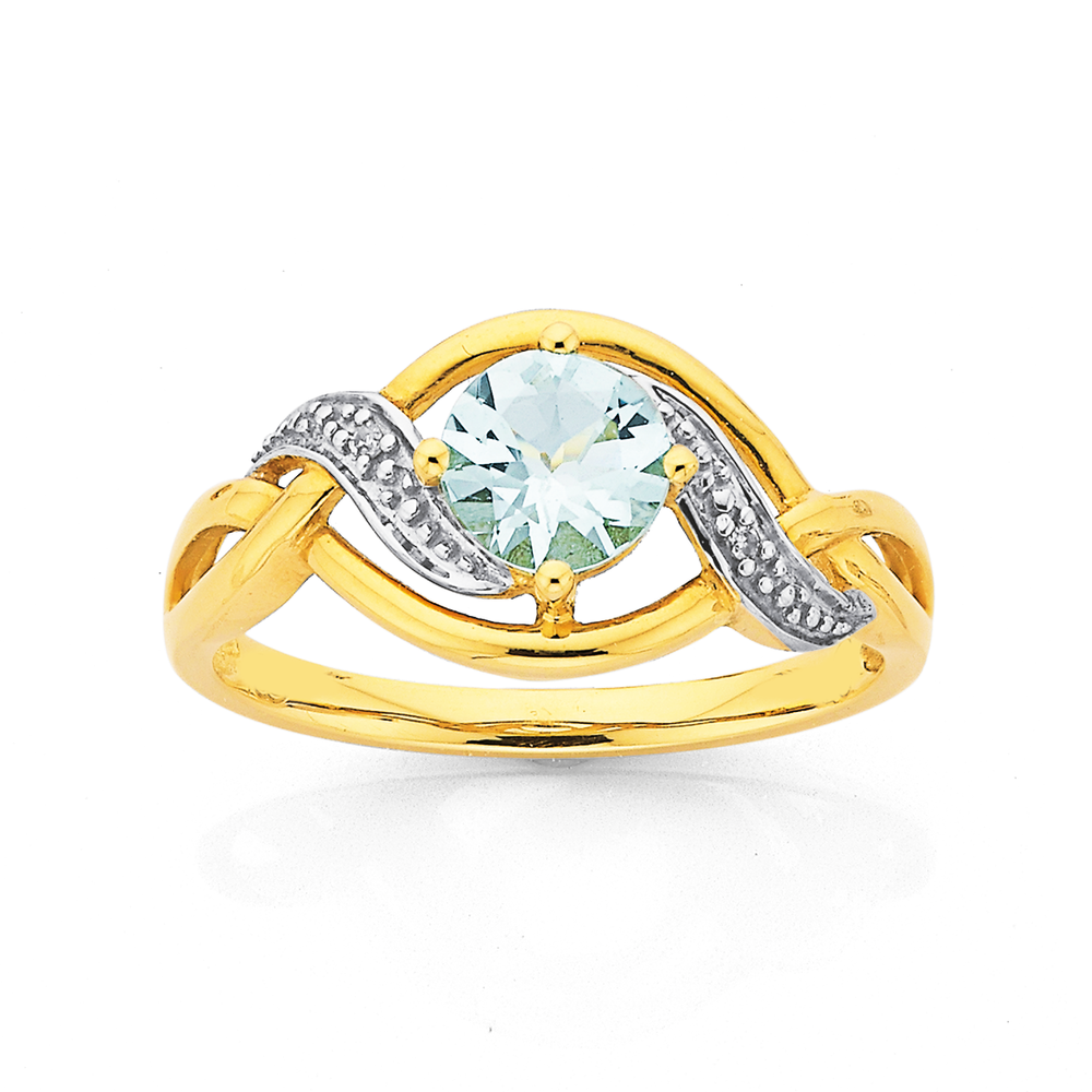 Aquamarine and yellow hot sale gold ring