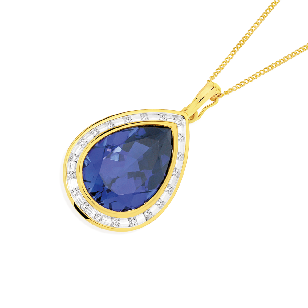 Yellow gold sapphire deals pendant