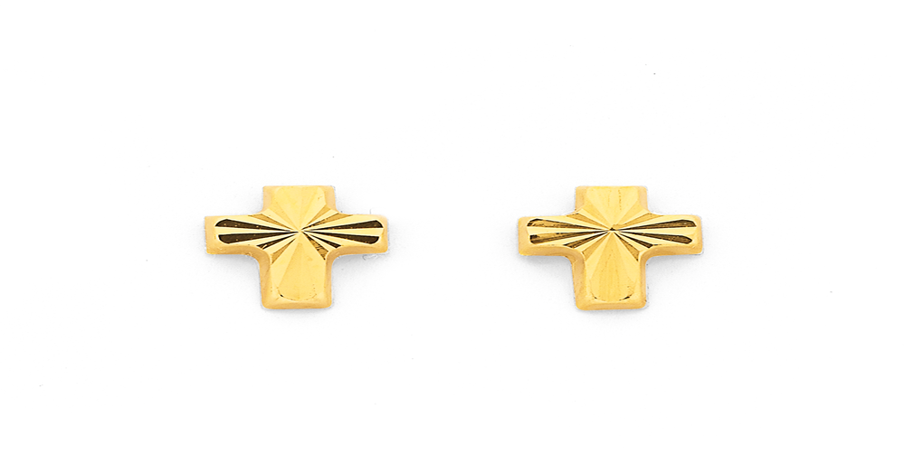 9ct Gold Cross Stud Earrings | Prouds