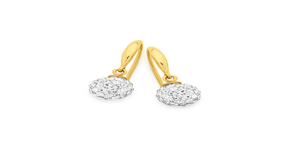9ct Gold Crystal Ball Hook Earrings in White | Prouds