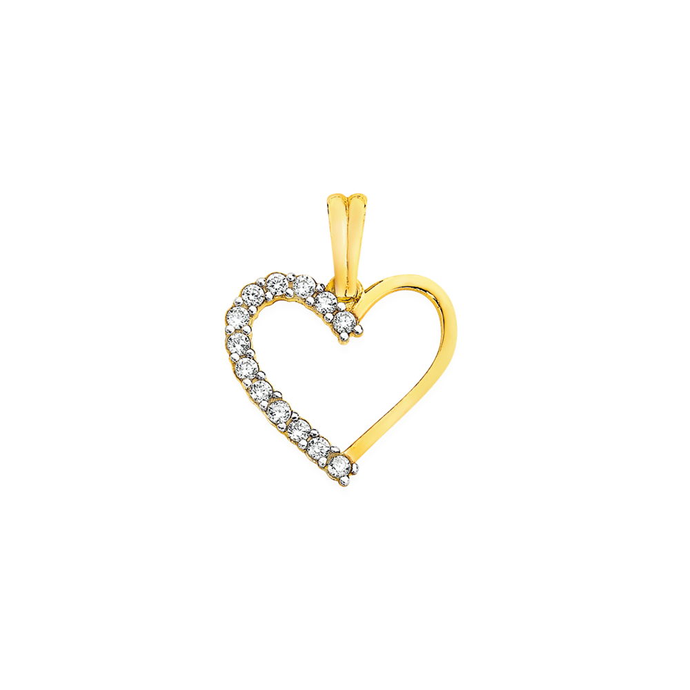 9ct gold cubic zirconia heart pendant