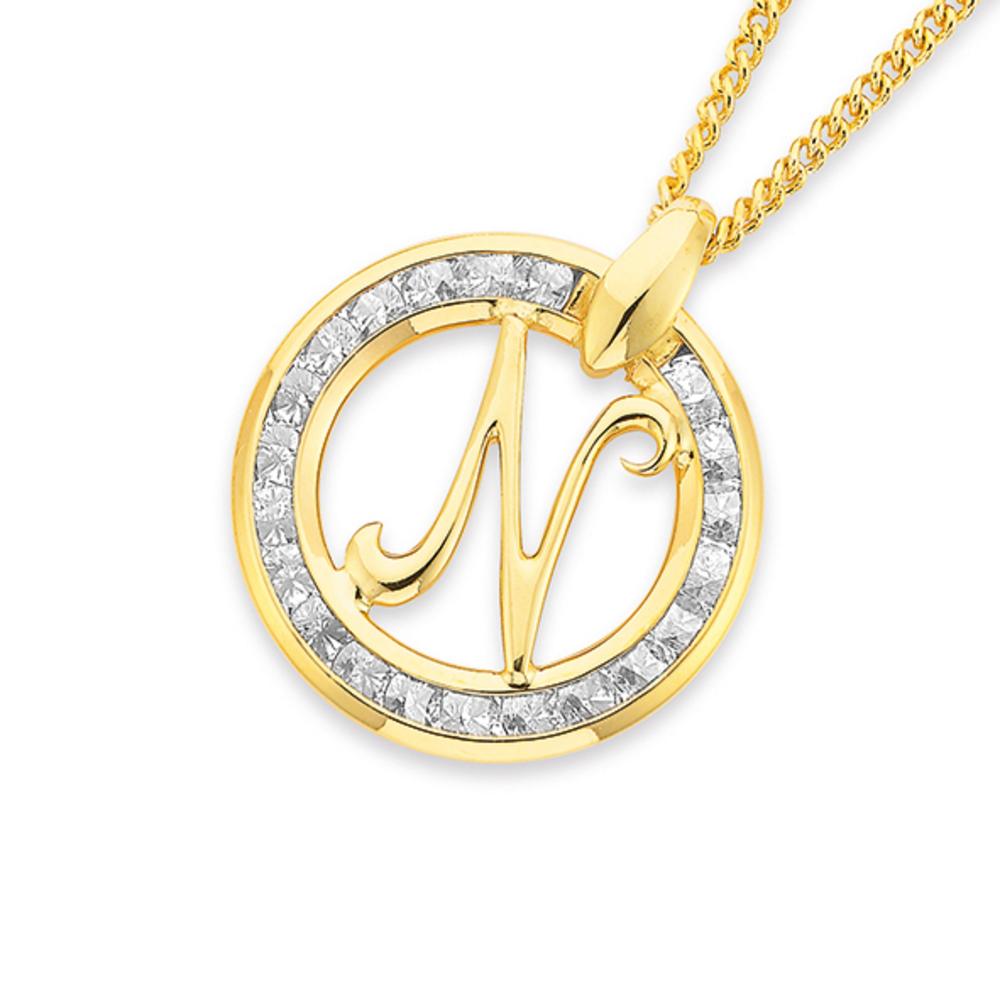 N gold clearance pendant