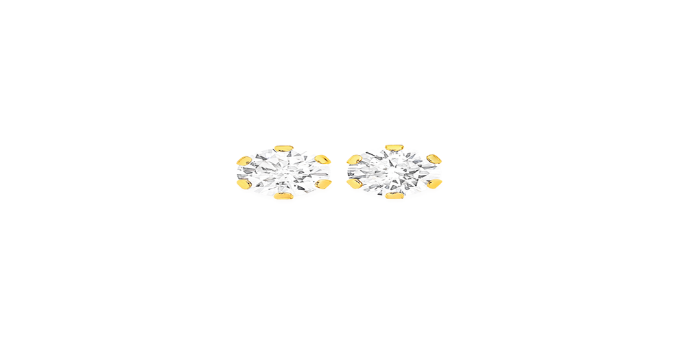 9ct Gold, Cubic Zirconia Stud Earrings in White | Prouds