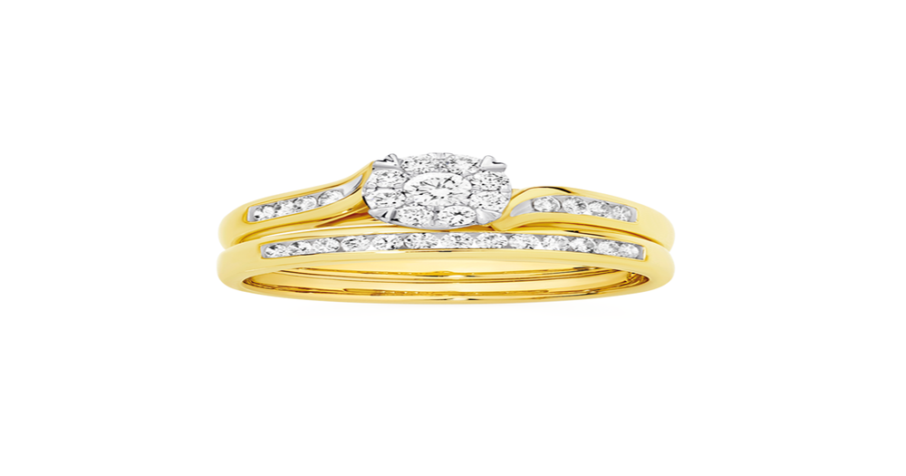 9ct Gold Diamond Cluster Bridal Set | Prouds