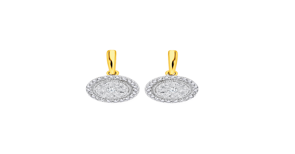 9ct Gold Diamond Cluster Drop Earrings | Prouds