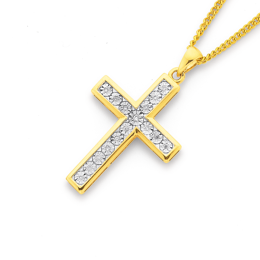 Dainty Diamond Cross Pendant -