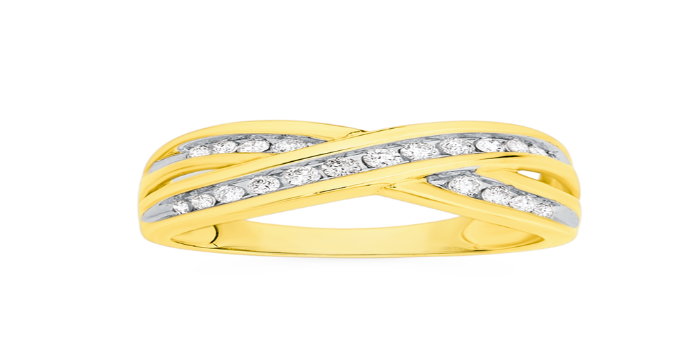 9ct Gold Diamond Crossover Band | Prouds