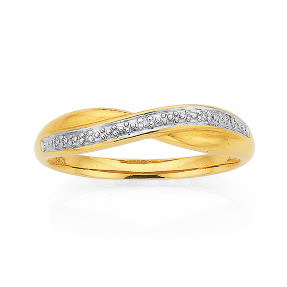 gold diamond crossover ring