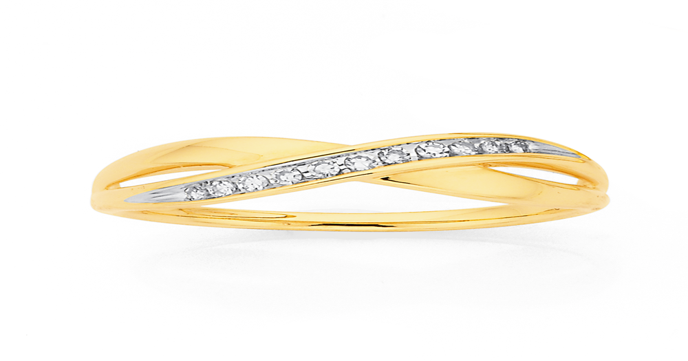 9ct Gold Diamond Crossover Ring | Prouds