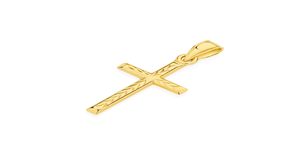 9ct Gold Diamond Cut Cross Pendant | Prouds