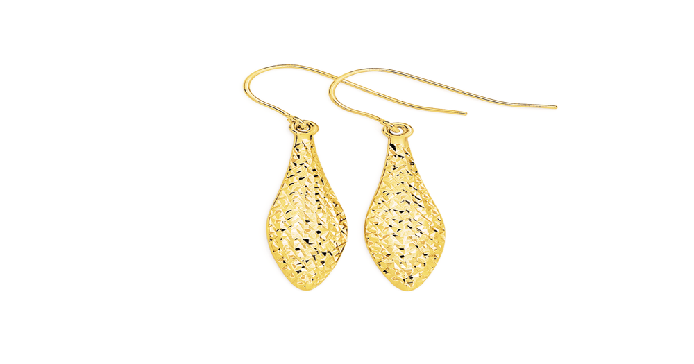 9ct Gold Diamond-cut Pointed Drop Earrings | Prouds