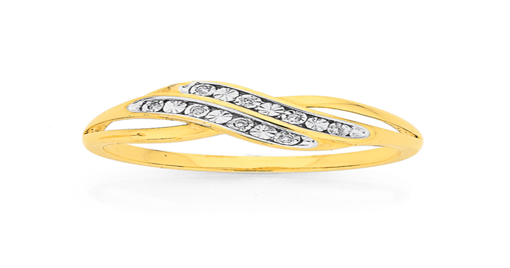 9ct Gold Diamond Double Crossover Ring | Prouds