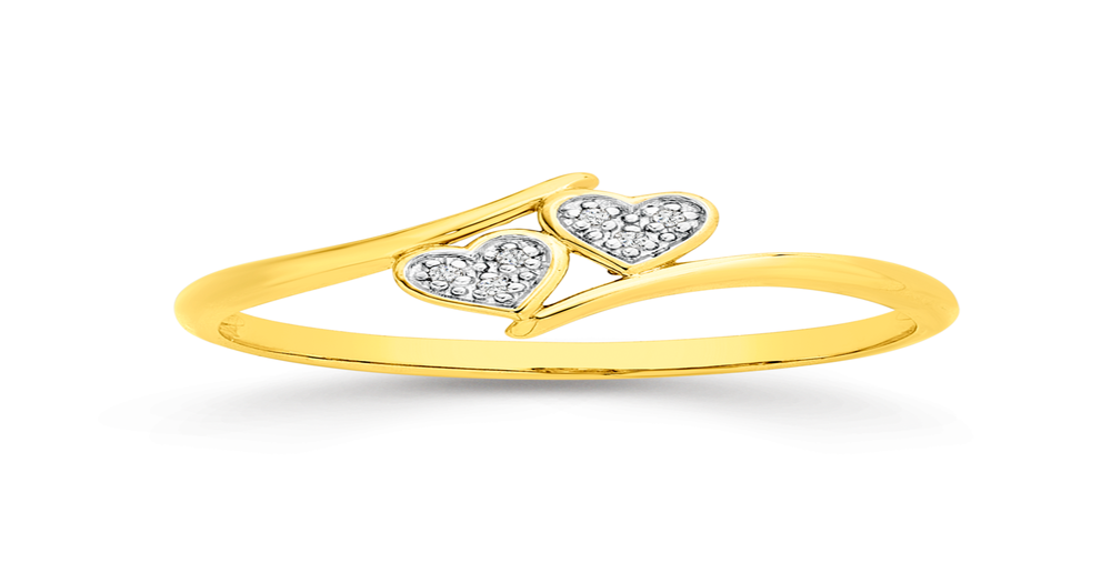 9ct Gold Diamond Double Heart Ring | Prouds