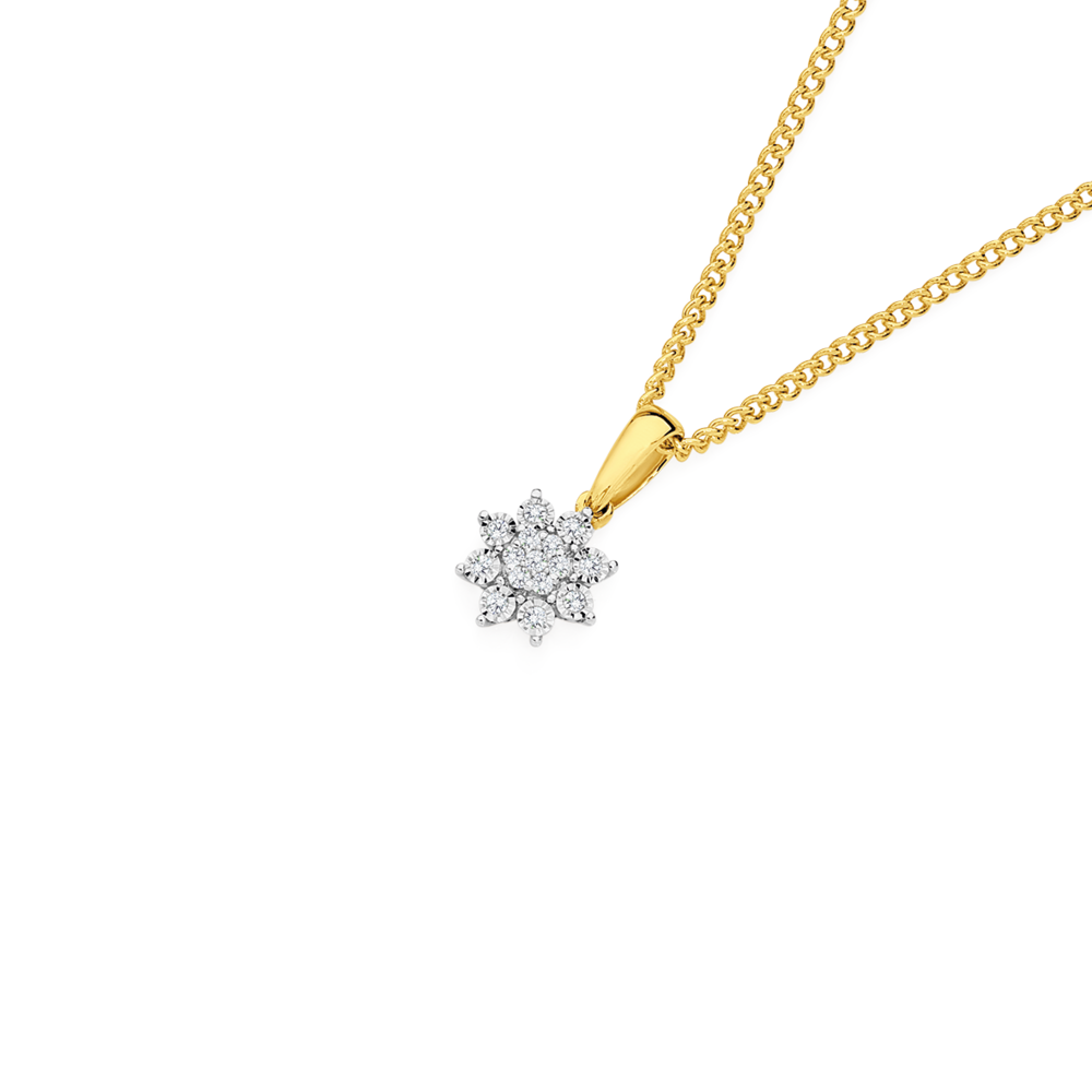 Diamond flower cluster on sale necklace