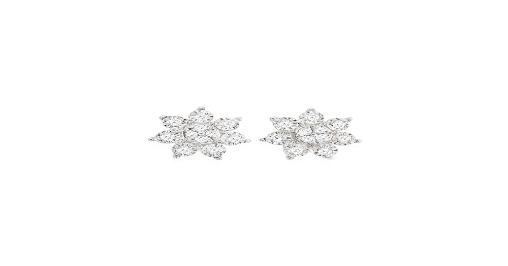 9ct Gold Diamond Flower Stud Earrings | Prouds