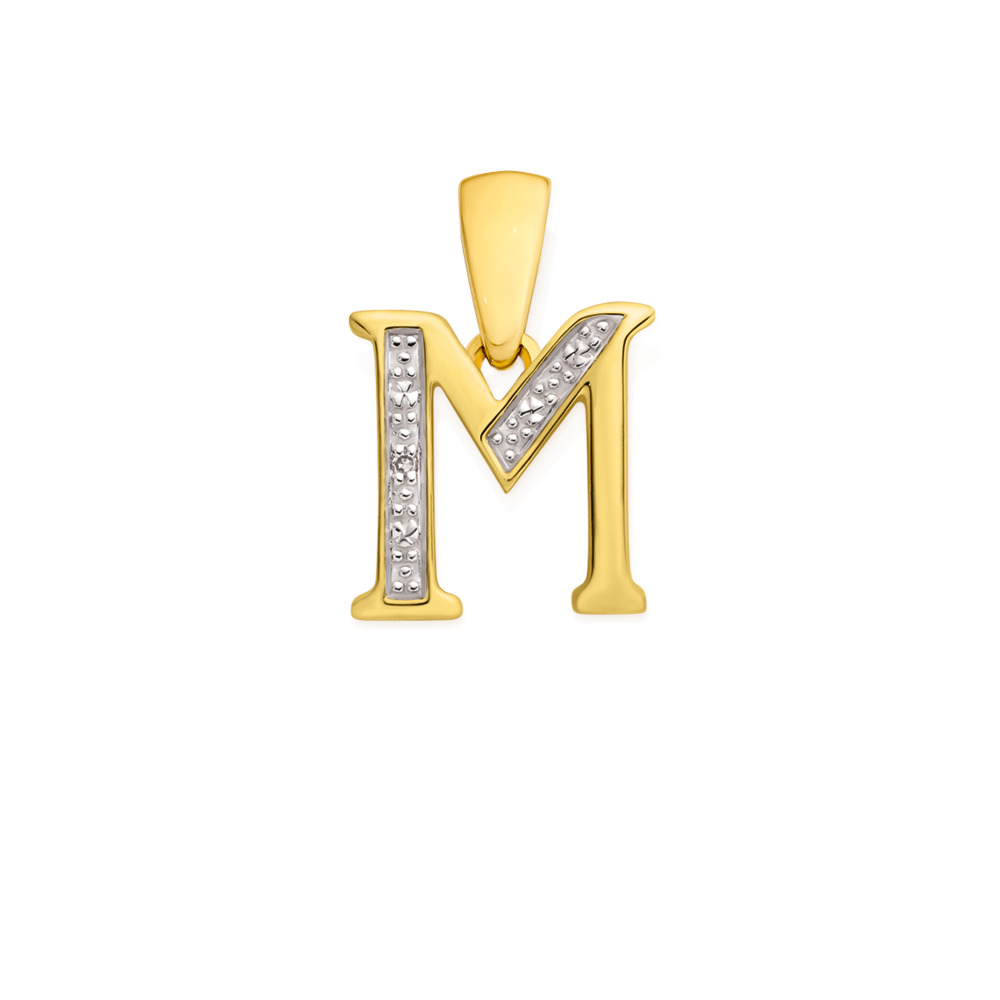 9ct Gold Diamond Initial M Pendant