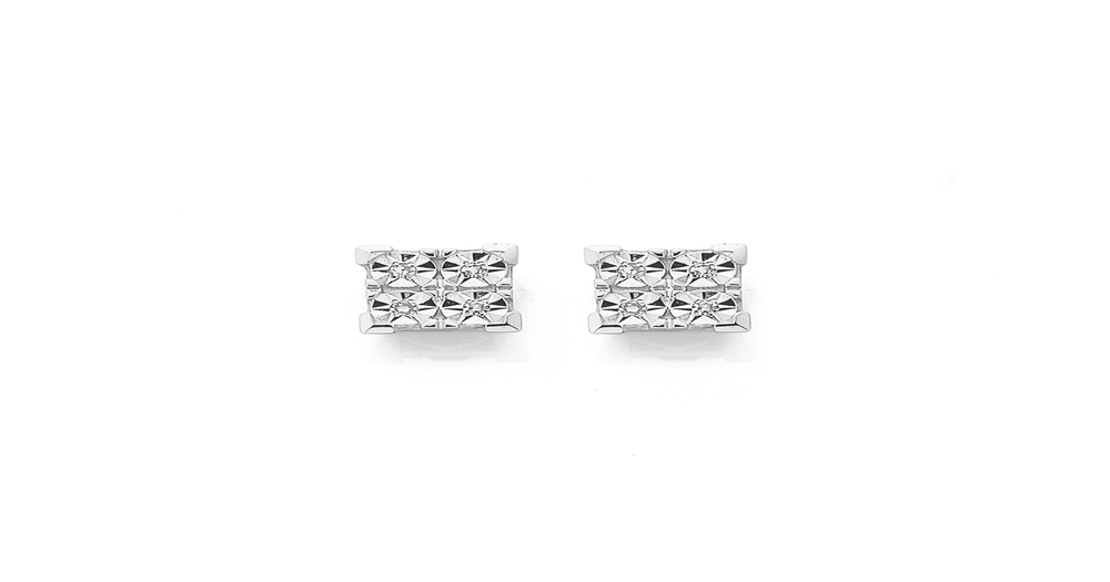 9ct Gold Diamond Miracle Set Square Shape Stud Earrings | Prouds