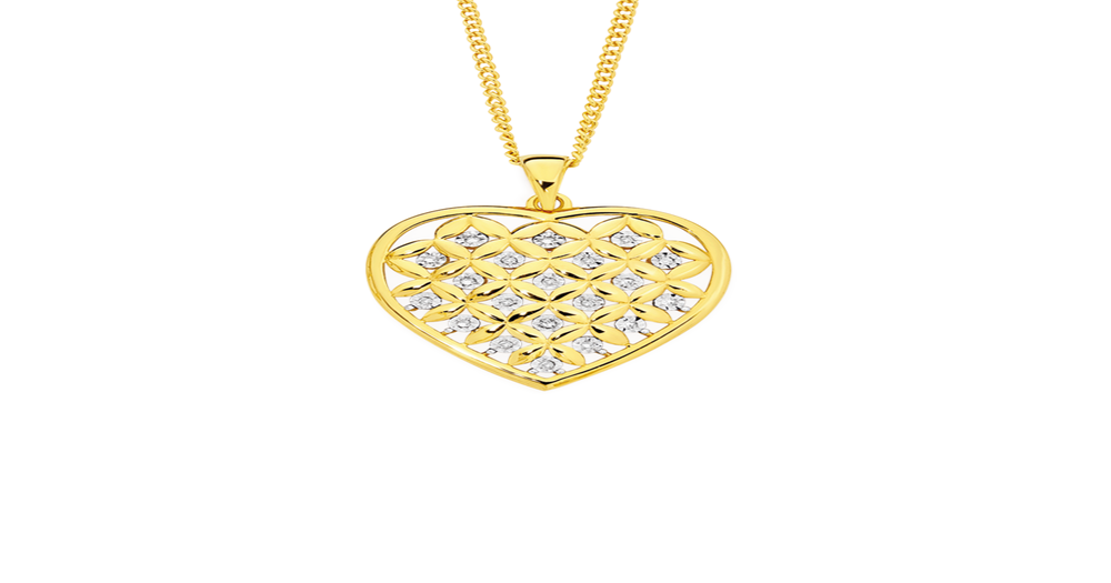 9ct Gold Diamond Multi Crosses Heart Pendant | Prouds