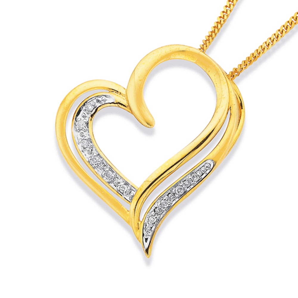 Diamond Open Heart Pendant 10k Yellow Gold factory Small Drop