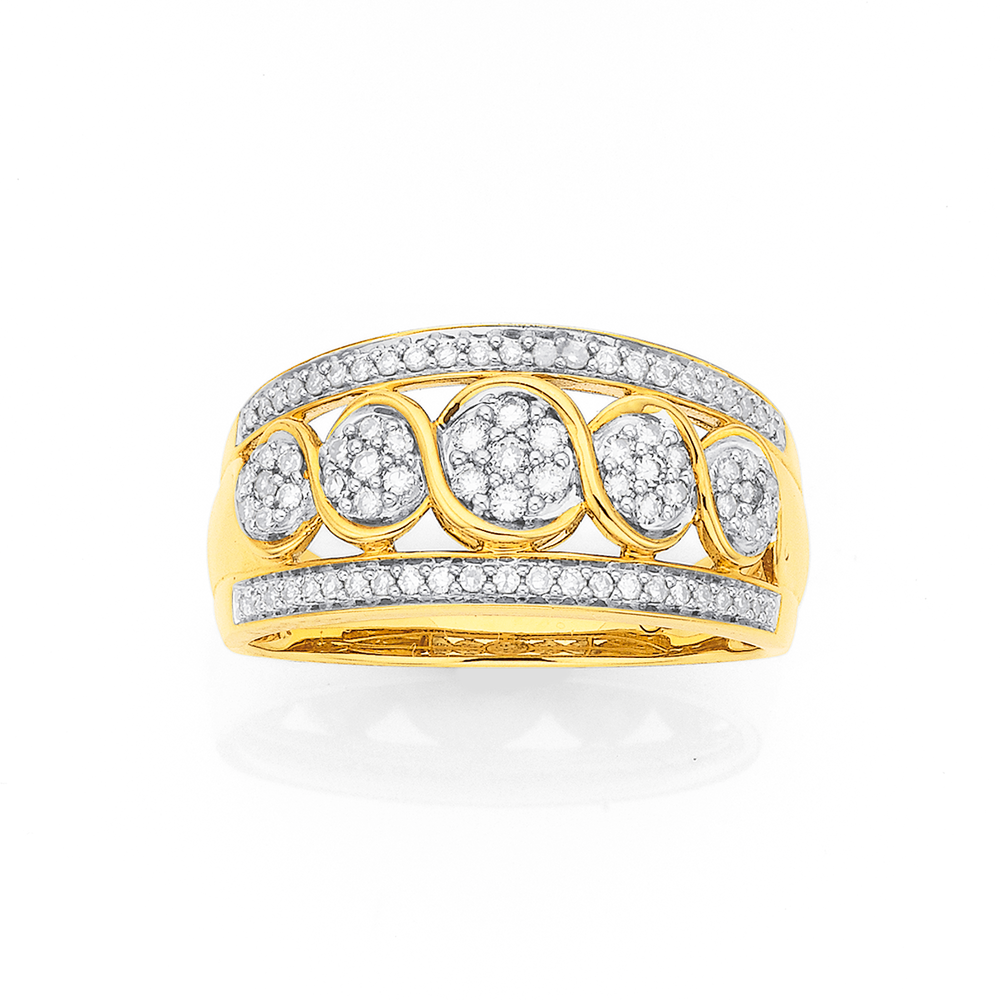 yellow gold diamond swirl ring