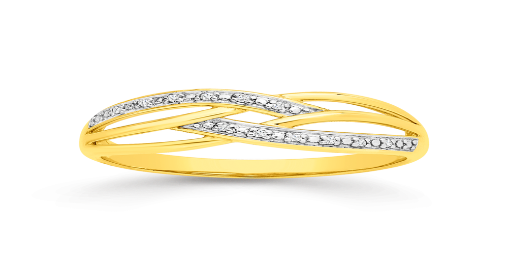 9ct Gold Diamond Triple Crossover Ring | Prouds