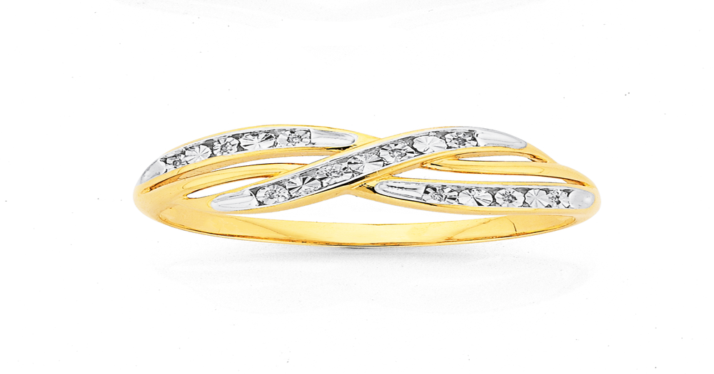 9ct Gold Diamond Triple Crossover Ring | Prouds