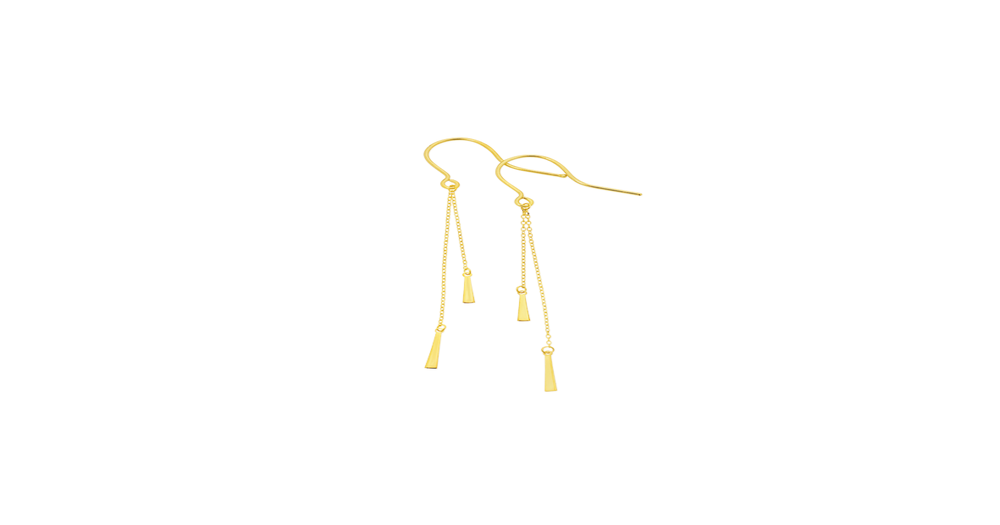 9ct Gold Double Geo Trace Hook Drop Earrings Prouds 8984